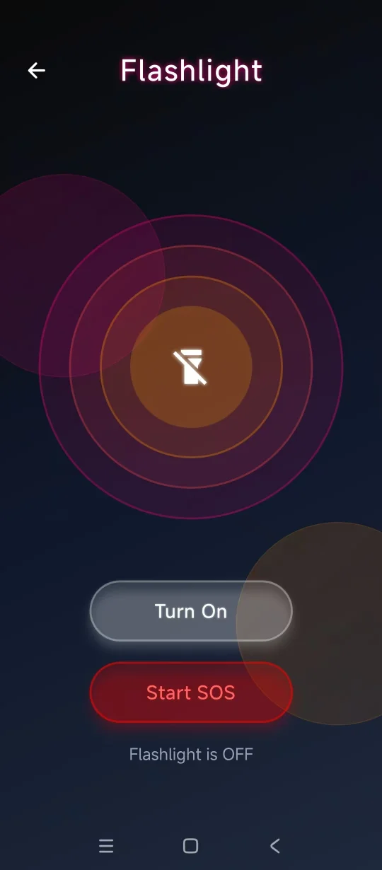 Flashlight tool with SOS mode and brightness controls